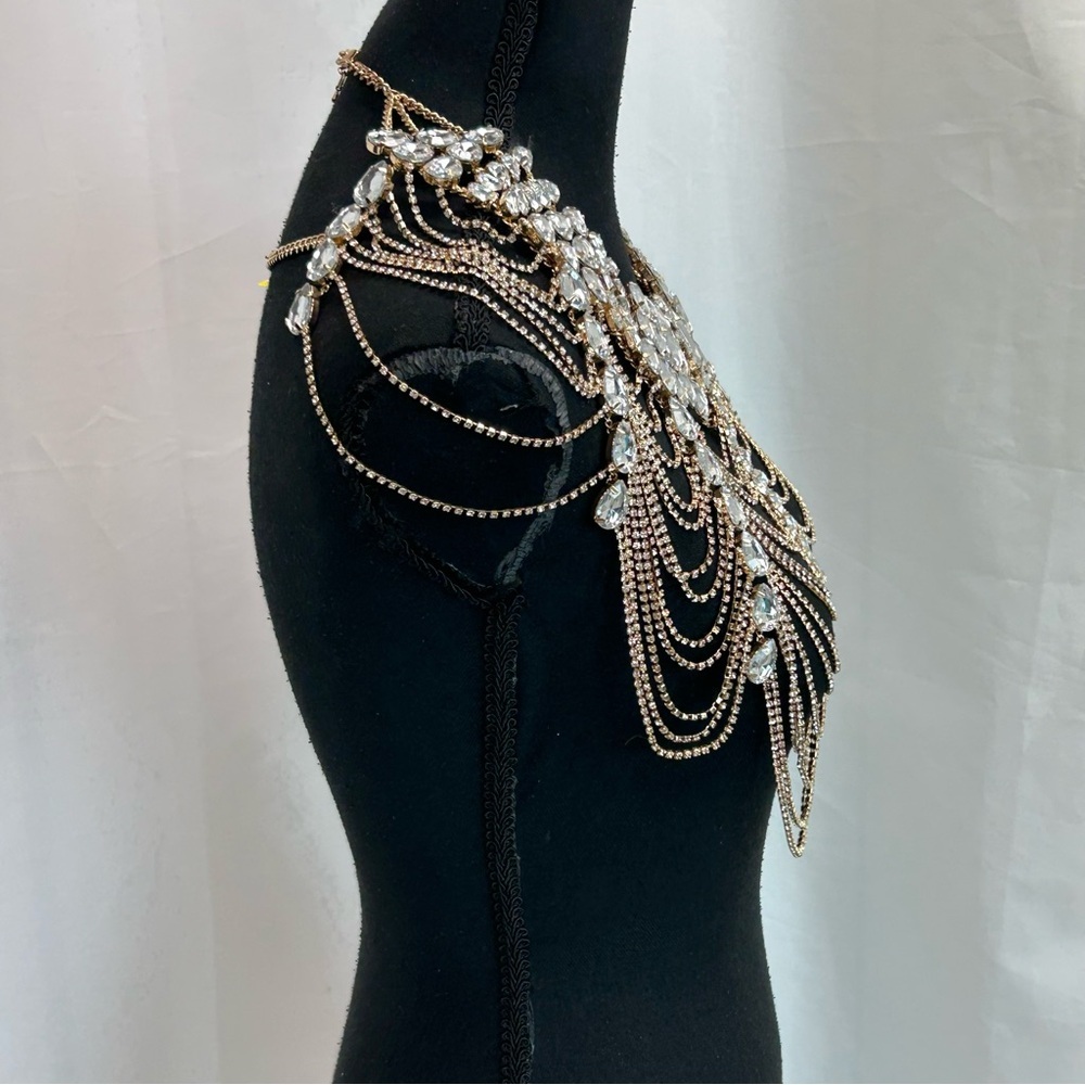 Bridal Luxury Wedding Body Jewelry Crystal Rhinestone Necklace Chains Statement - Picture 8 of 14